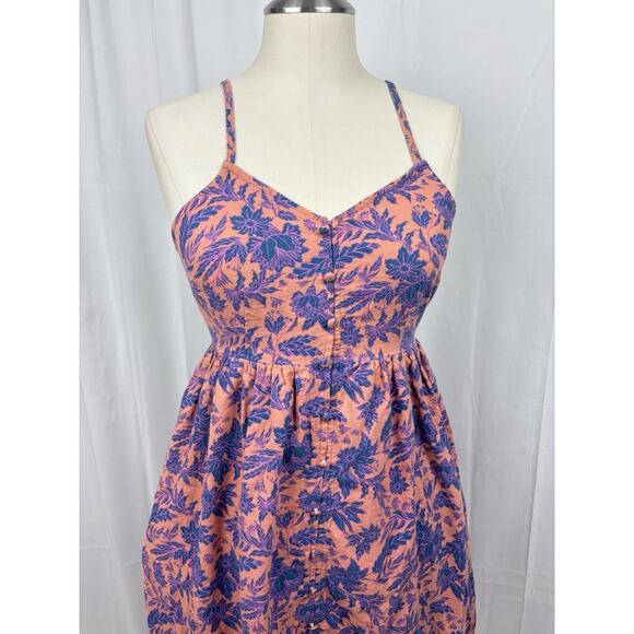 Universal Thread Floral Dress Tie Back Button Front Midi Pockets Cottagecore XS - Picture 2 of 11